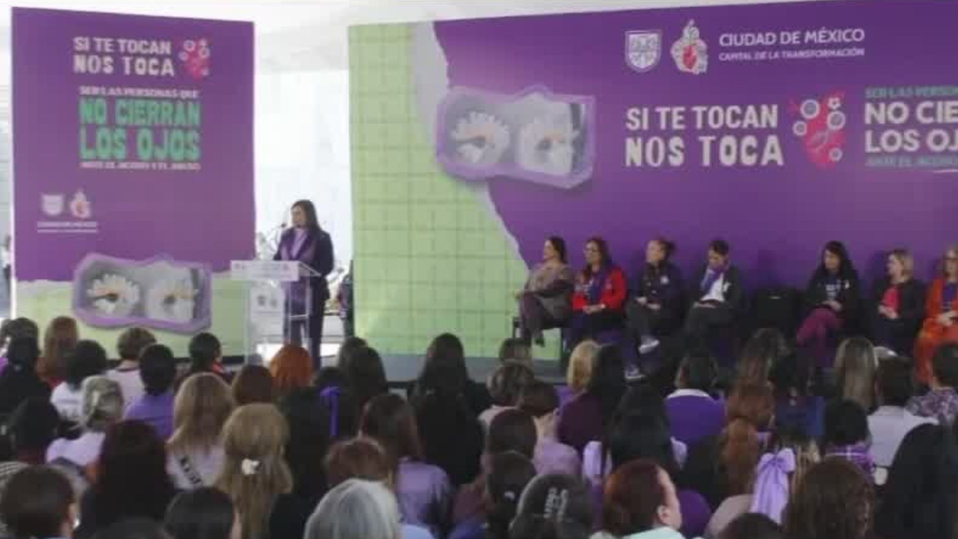 Clara Brugada presenta la campaña "Si te tocan, nos toca" en la Ciudad de México