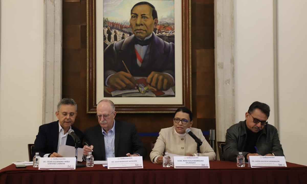 Conferencia de prensa de la secretaria de Gobernación, Rosa Icela Rodríguez, sobre el megaparo de hoy. (Javier Ríos)