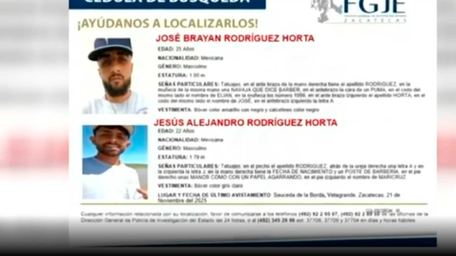 Operativo en Zacatecas por desaparición de cinco personas