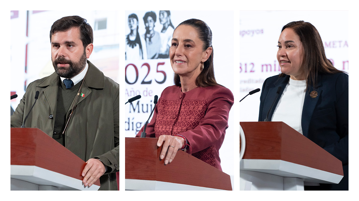 La presidenta Claudia Sheinbaum en su conferencia de prensa en Palacio Nacional el 24 de noviembre. (Cortesía)