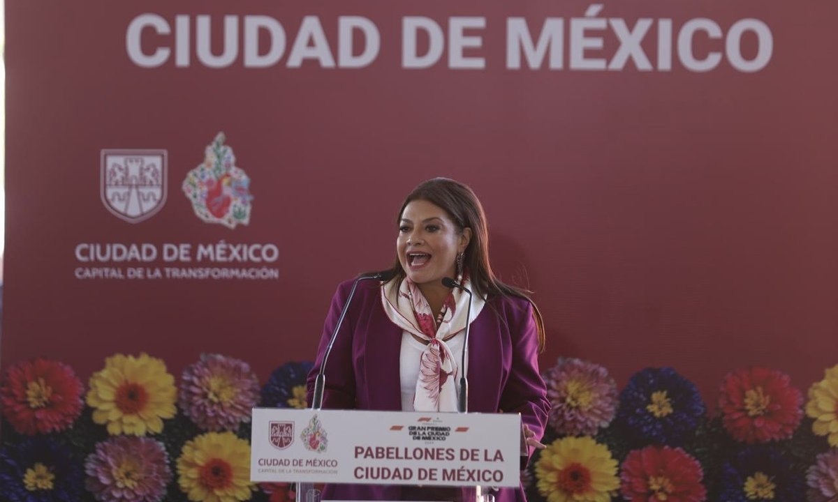 La jefa de Gobierno, Clara Brugada, en la presentación de Pabellones de la Ciudad de México. (Jorge Carballo)