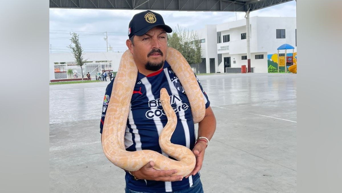 Luis Solís Ayala es propietario de la serpiente hallada en la cajuela de un auto en Zuazua. | Gabriela Garza