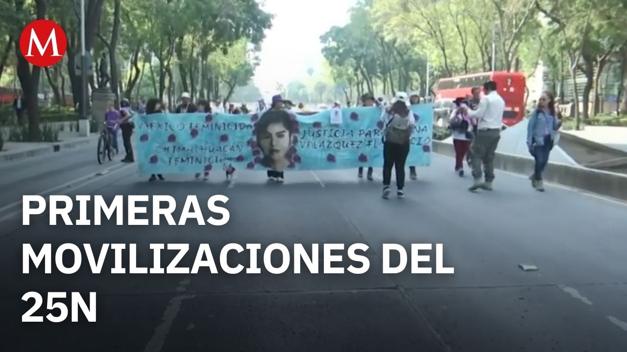 Primeras expresiones públicas marcan el inicio de la marcha 25N en Reforma