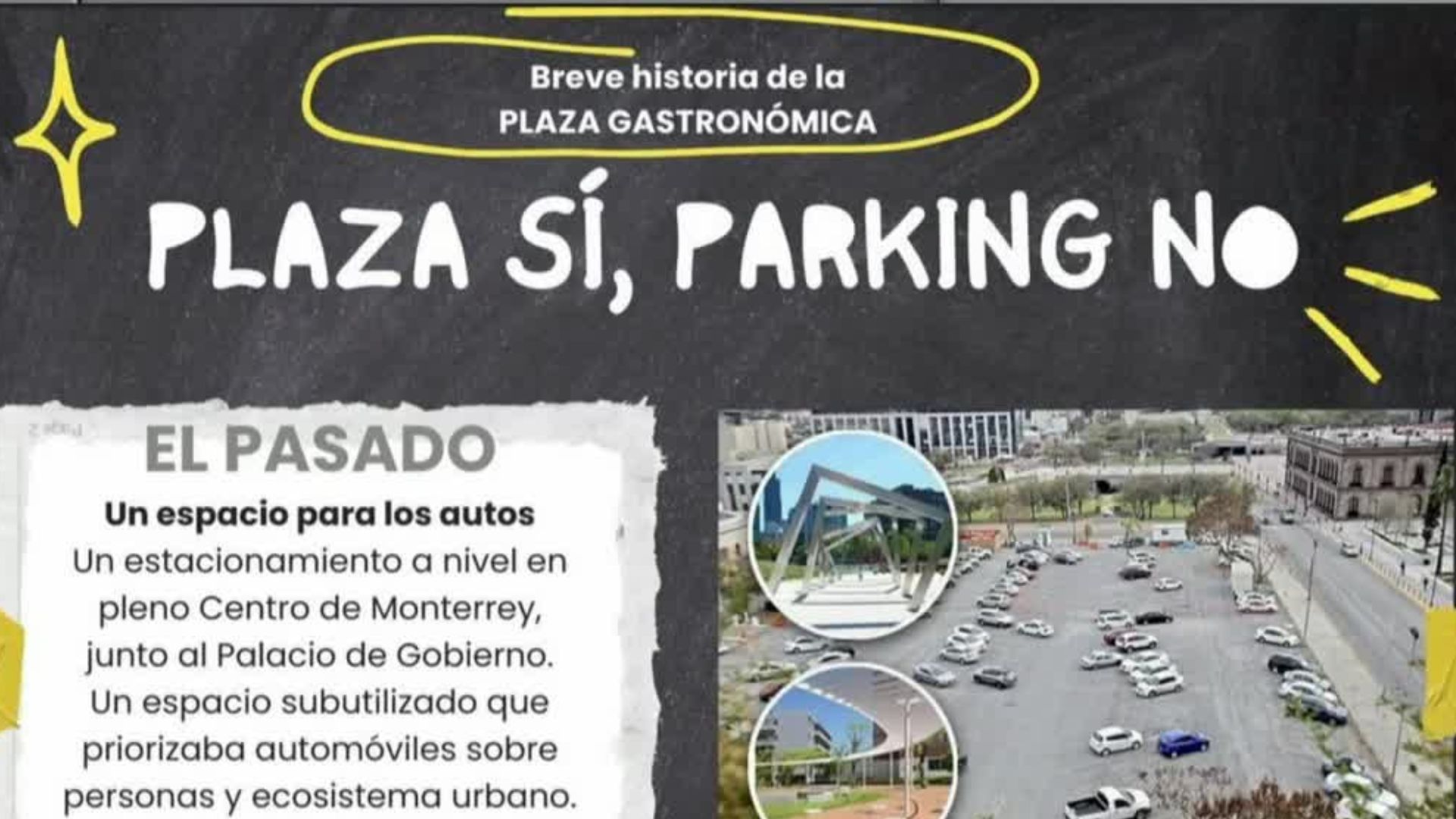 Defienden Plaza Gastronómica en Monterrey al querer hacerla otra vez estacionamiento