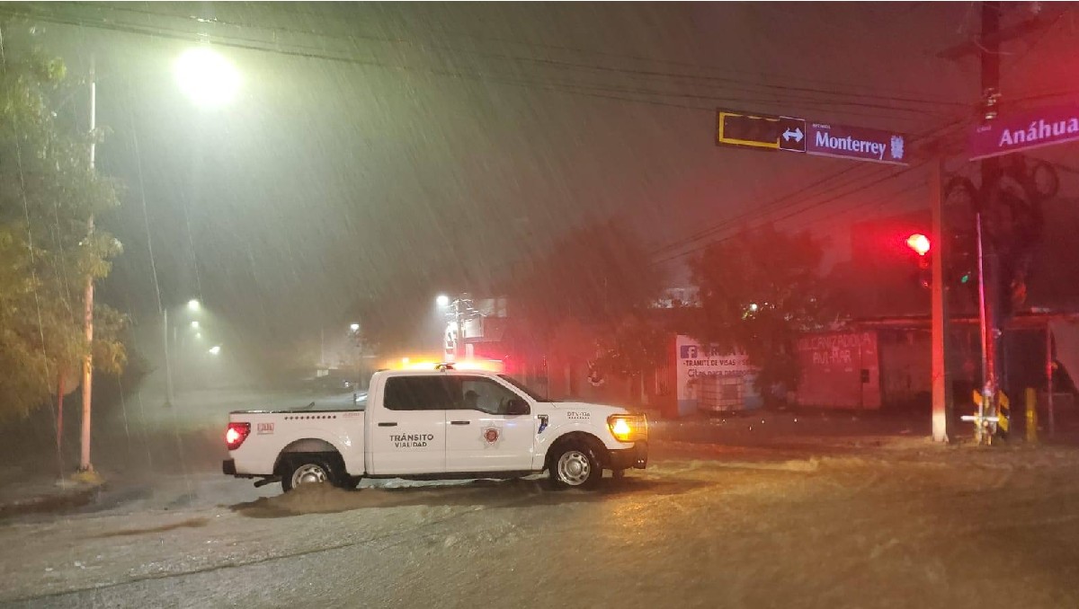 Encharcamientos en Nuevo Laredo. (Dirección de Transito y Vialidad)