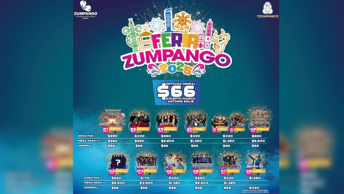 Estos son los artistas que se presentarán en la Feria de Zumpango 2025. Especial