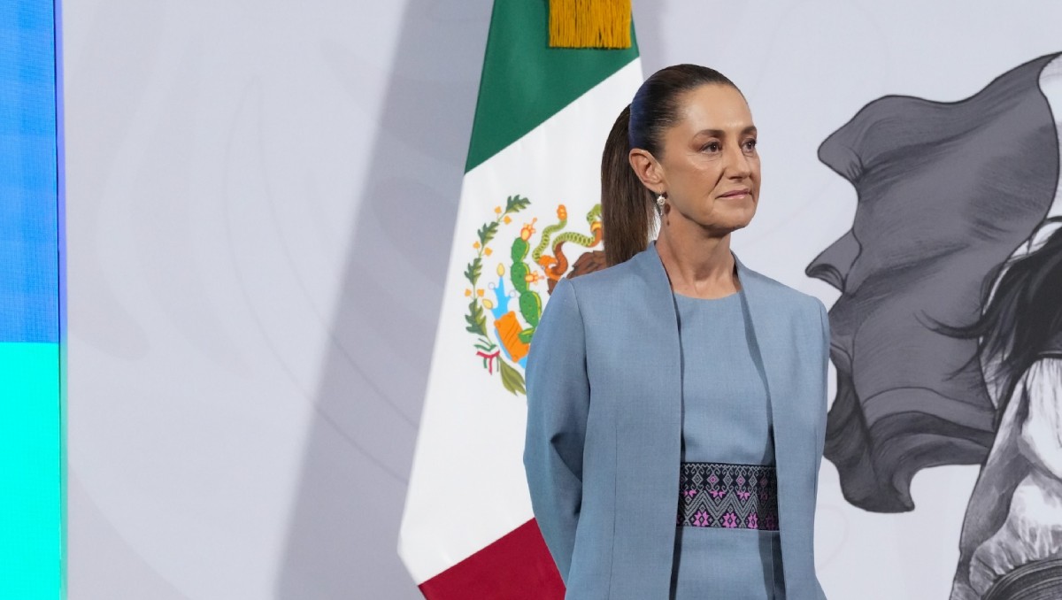 Claudia Sheinbaum, en conferencia con medios desde Palacion Nacional. Foto: Especial