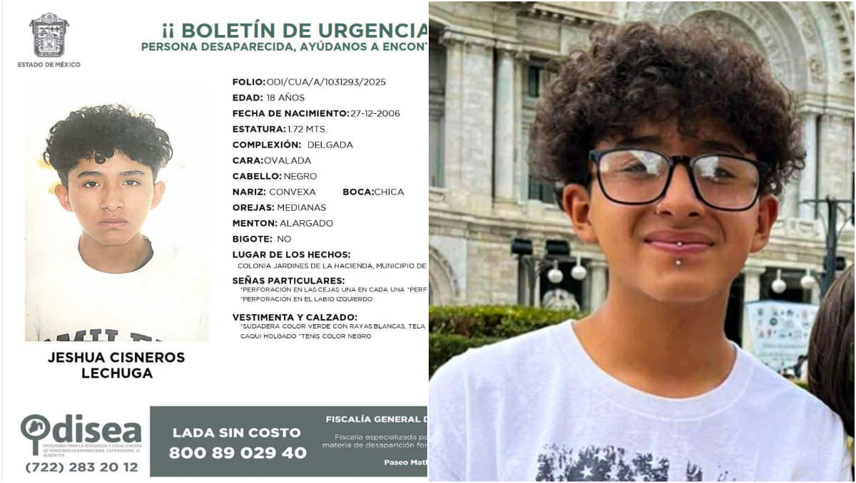 Visitó a un amigo y de regreso a su casa despareció: esto sabemos del caso de Jeshua Cisneros, joven de 18 años visto por última vez en Cuautitlán Izcalli
