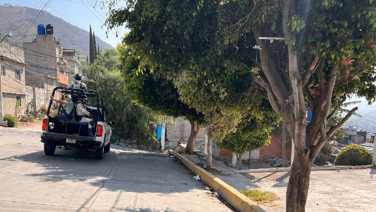 La Guardia Nacional realiza rondines tras el hallazgo de un cuerpo calcinado en Chimalhuacán. Foto: (Especial)