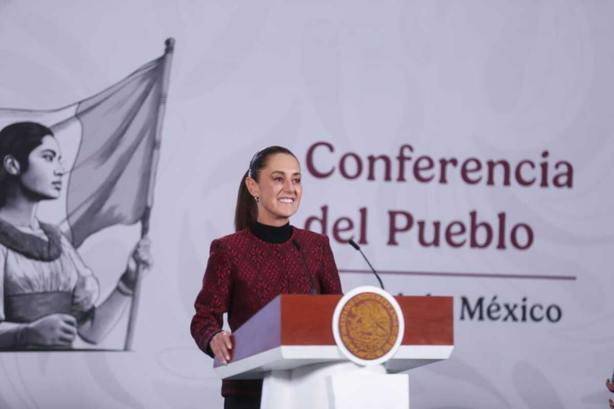 La presidenta Claudia Sheinbaum en la conferencia de Palacio Nacional. | Foto: Araceli López