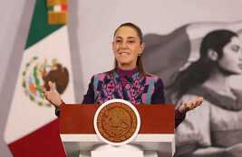 La Presidenta durante conferencia de prensa desde Palacio Nacional.