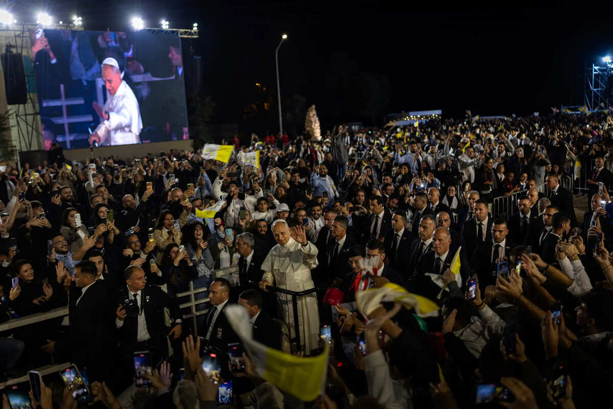 El papa León en Bkerké, Líbano, durante su gira de seis días.  | (Diego Ibarra Sanchez / The New York Times)