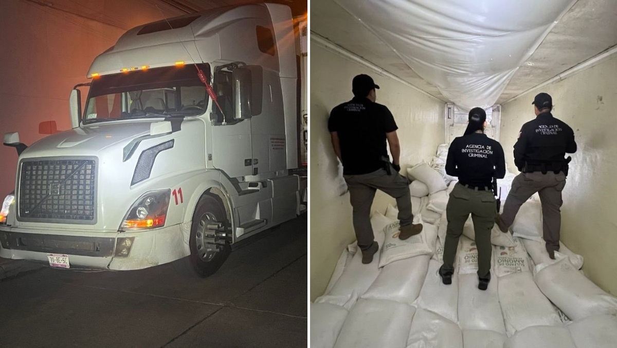 Aseguran 320 kilos de metanfetamina ocultos en un tractocamión en Sinaloa; hay dos detenidos