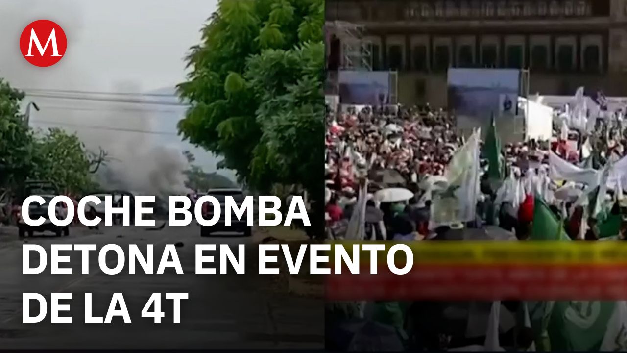 Explosión de coche bomba en Coahuayana ocurre mientras avanza el mitin por los siete años de la 4T
