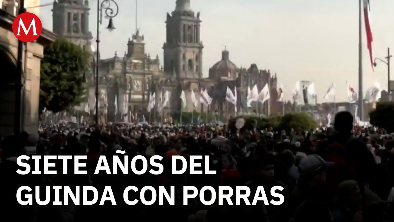 Sheinbaum celebra siete años del movimiento guinda entre porras, críticas y reclamos de austeridad