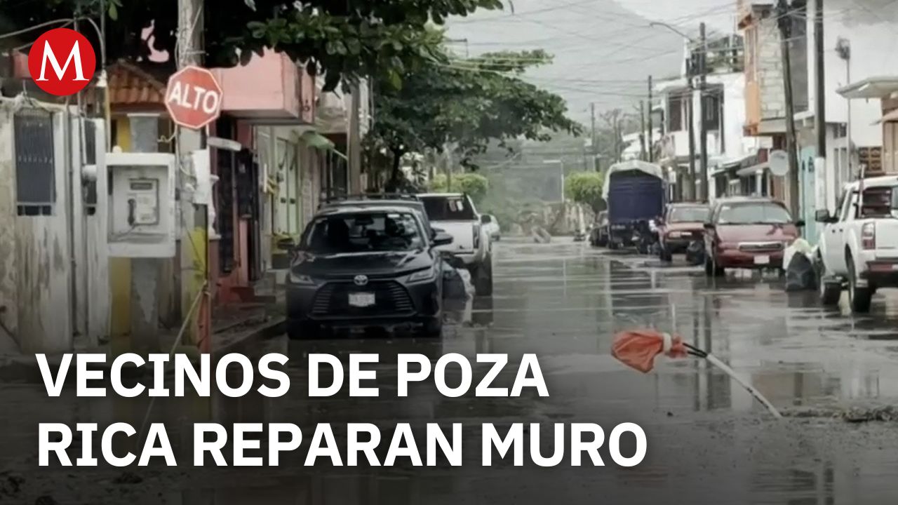 Vecinos de Poza Rica reparan muro del río Cazones sin apoyo estatal tras inundaciones