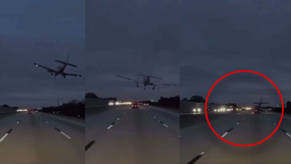 Avión se estrella contra un coche en la autopista de Florida y hiere a conductora; así fue el impactante momento | VIDEO