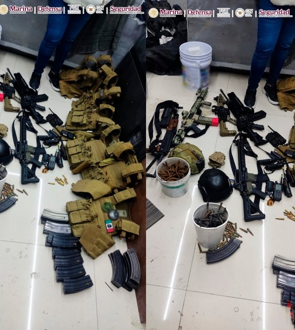 Autoridades aseguraron armas y equipo táctico durante el operativo donde fue detenido 'El Limones'. | Especial