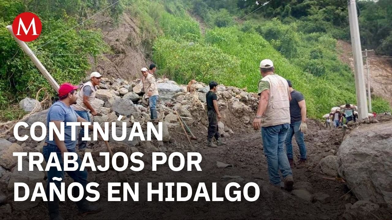 En Hidalgo, continúan los trabajos luego de las afectaciones por lluvias en el puente Vado