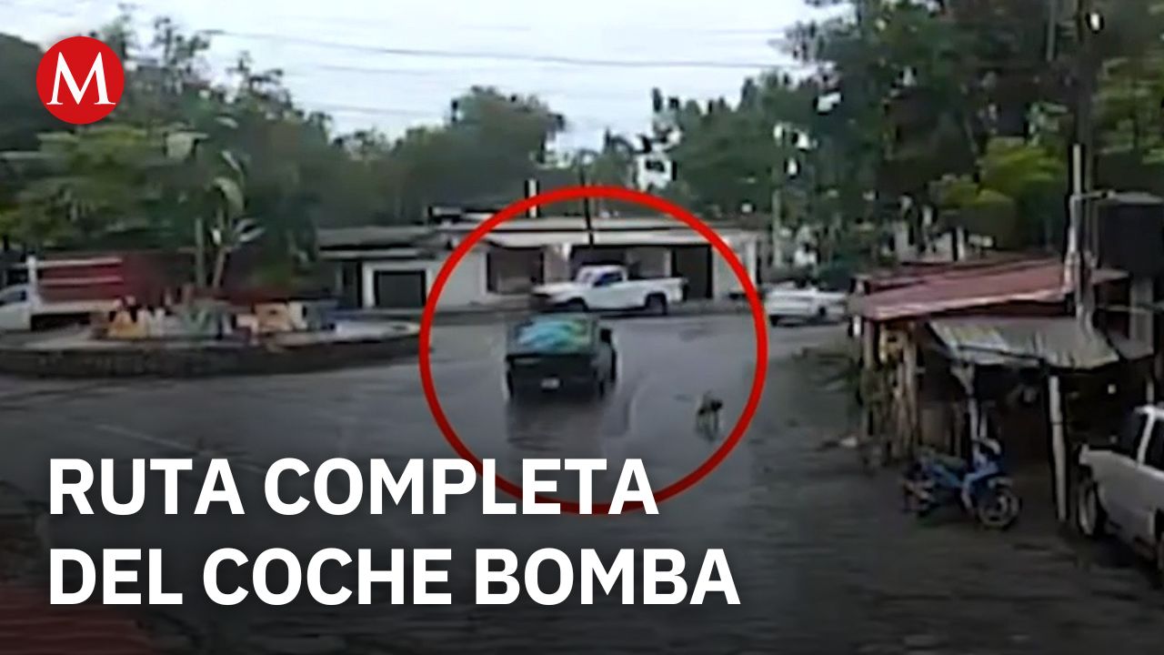 Revelan imágenes de la ruta del coche bomba detonando en Coahuayana