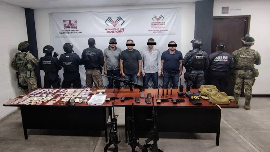 Desarticulan presunto retén del Cártel de Sinaloa en carretera fronteriza de Chiapas; hay 4 detenidos