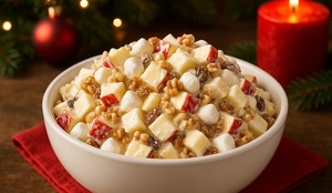 La ensalada de manzana es un postre típico de Navidad .