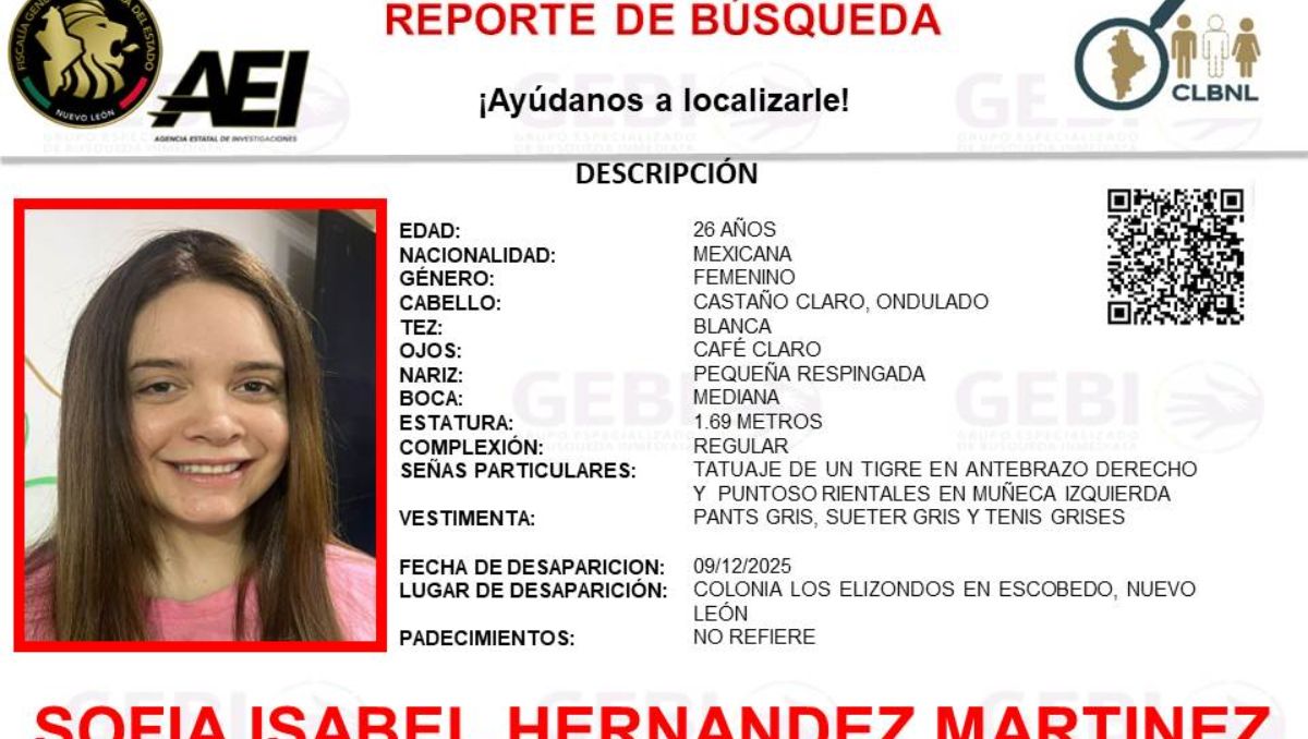 La joven es de tez blanca y cabello castaño ondulado | Especial