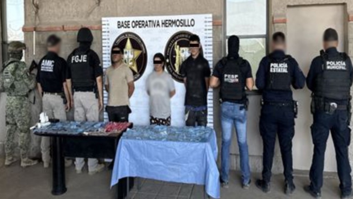 Detienen a 3 personas y aseguran más de 150 dosis de mariguana en Sonora