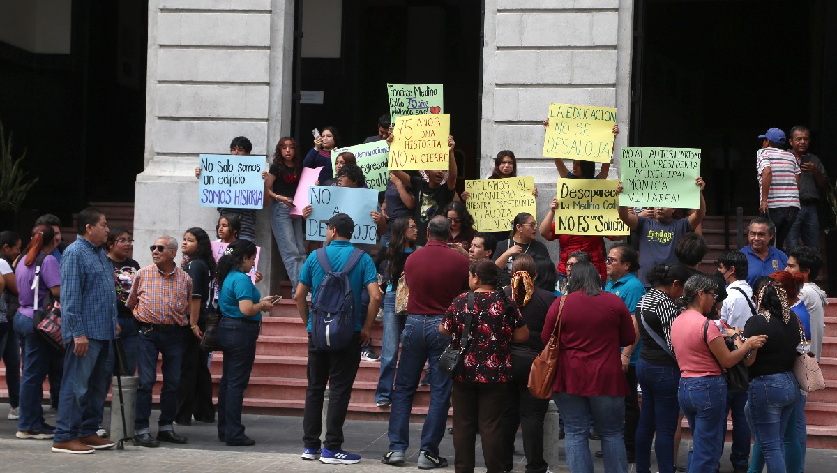 Manifestación de la preparatoria Francisco Medina Cedillo de Tampico. (Yazmín Sánchez)