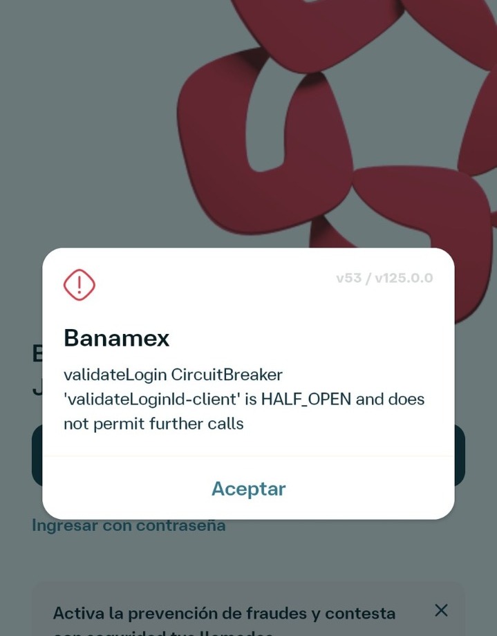 Usuarios reportan fallas en app móvil de Banamex