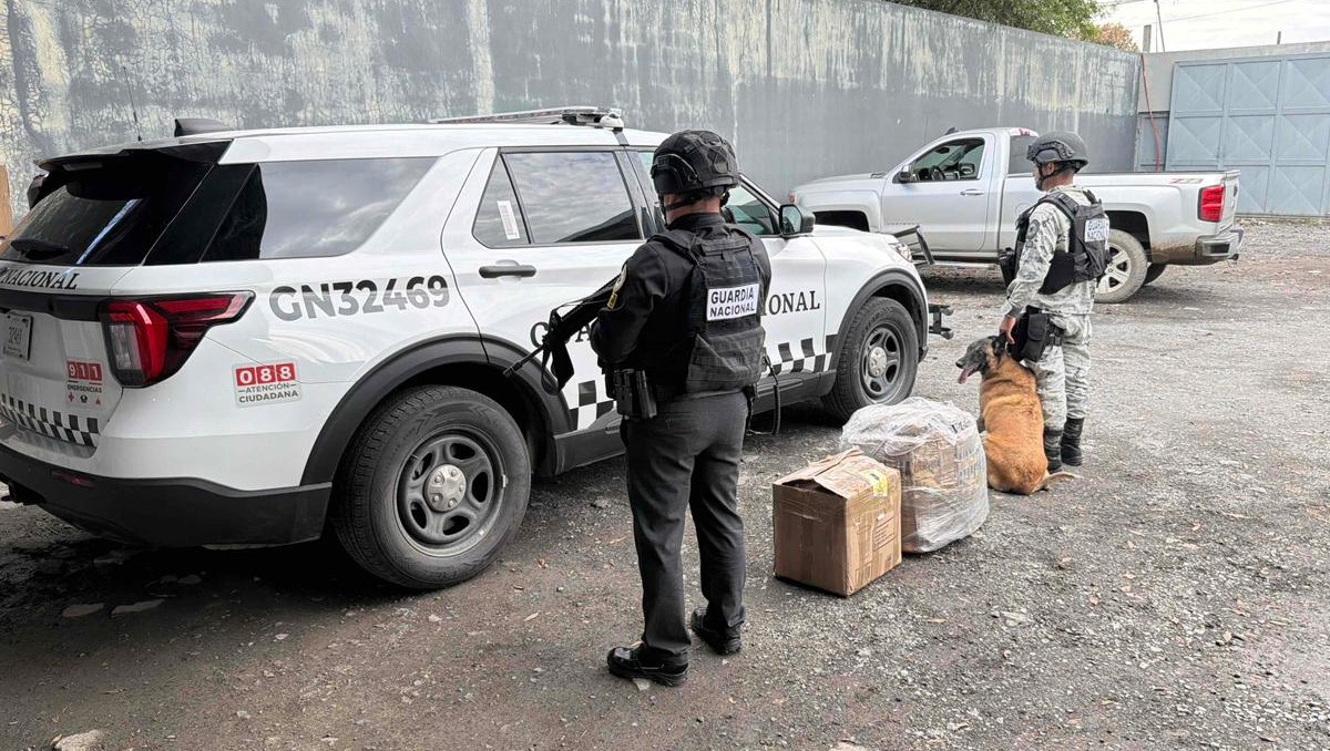 Los fuegos pirotécnicos fueron localizados en 2 paquetes con el apoyo de un binomio canino. Foto: Especial