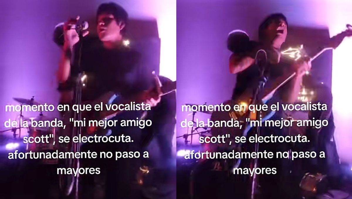 Integrante de banda se ELECTROCUTA en plena presentación en vivo; VIDEO se vuelve viral en TikTok