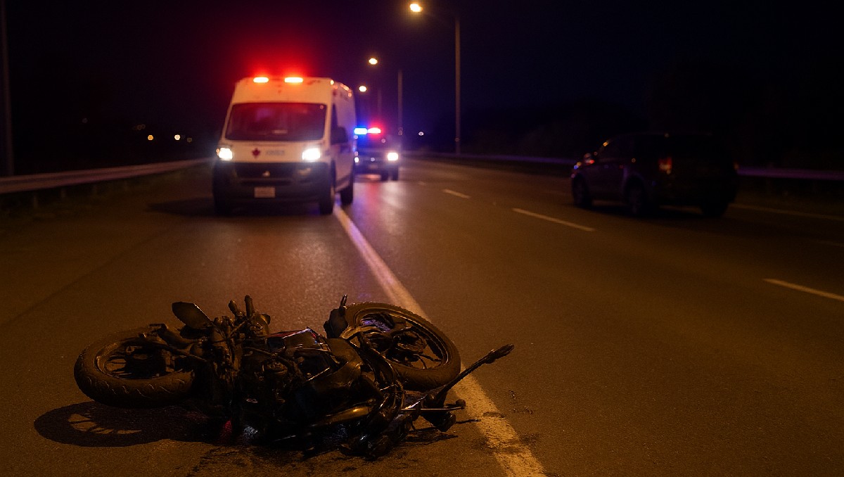 Un motociclista murió la noche del domingo tras chocar contra un vehículo en la carretera Silao–Guanajuato. | Imagen creada con IA