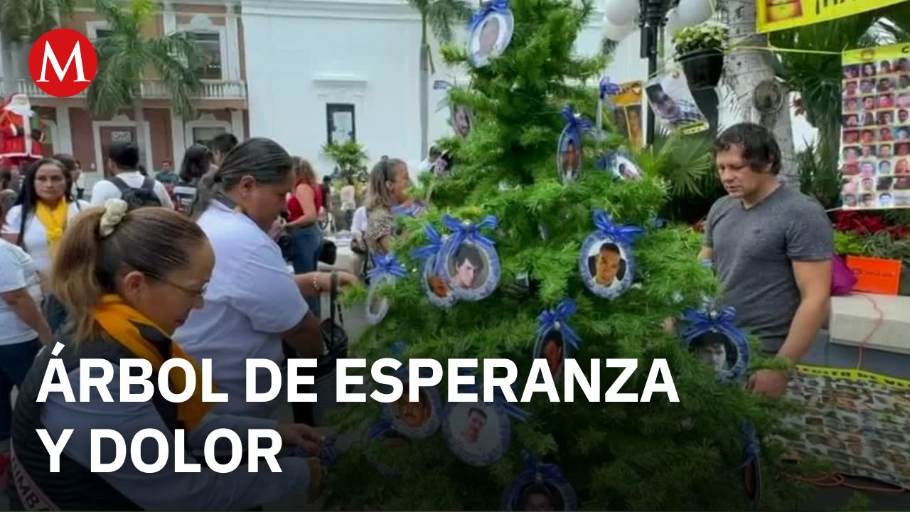 Colectivo Solecito instala el "Árbol de esperanza y dolor" con rostros de personas desaparecidas