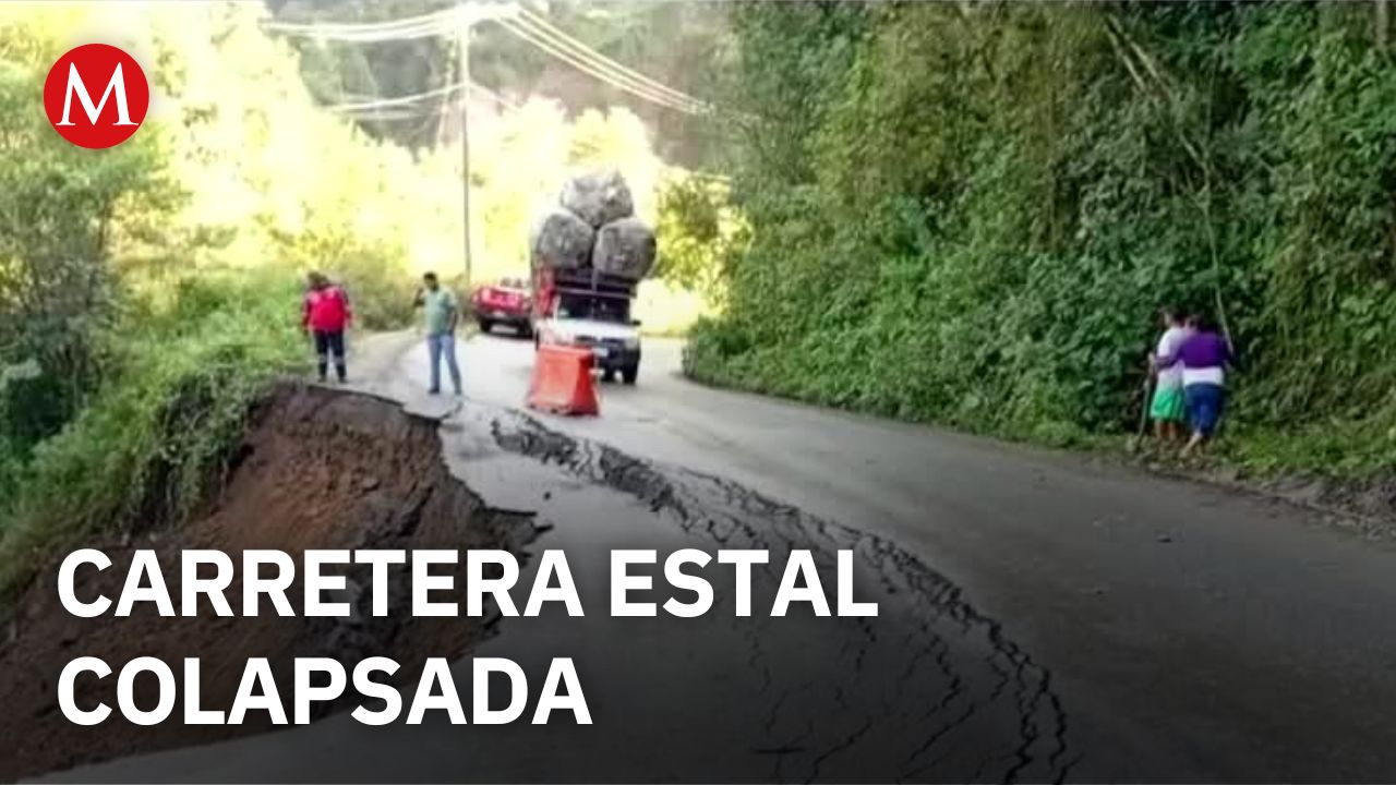Deslave destruye un tramo de la carretera estatal Metepec–Tenango de Doria–San Bartolo