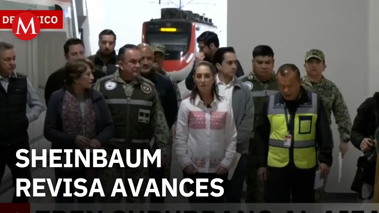 Sheinbaum supervisa avances del tren suburbano que llegará al AIFA