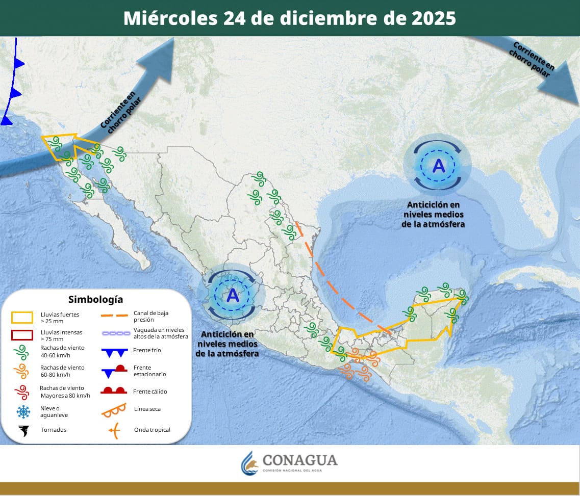 Chorro polar en México durante el 24 de diciembre | SMN Conagua