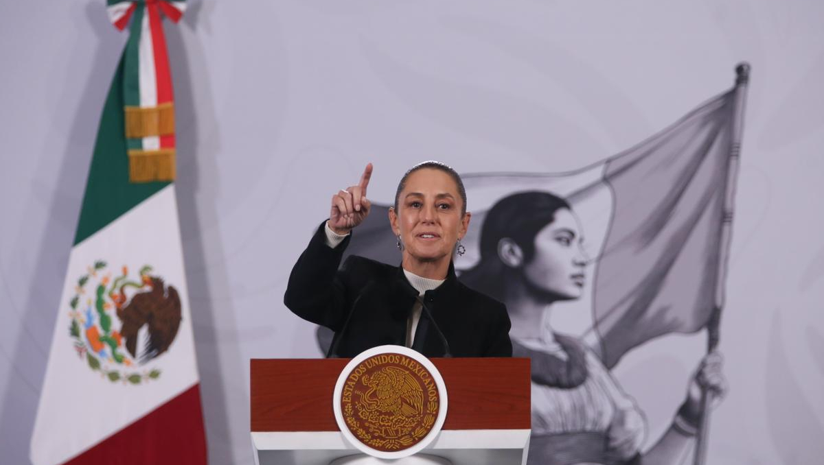 La Presidenta desde Palacio Nacional el 23 de diciembre para su conferencia de prensa. | Ariana Pérez