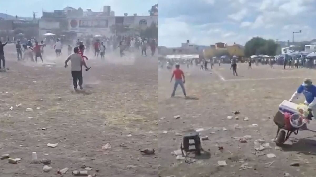 Riña en estadio de Tepeji del Río durante partido de fútbol