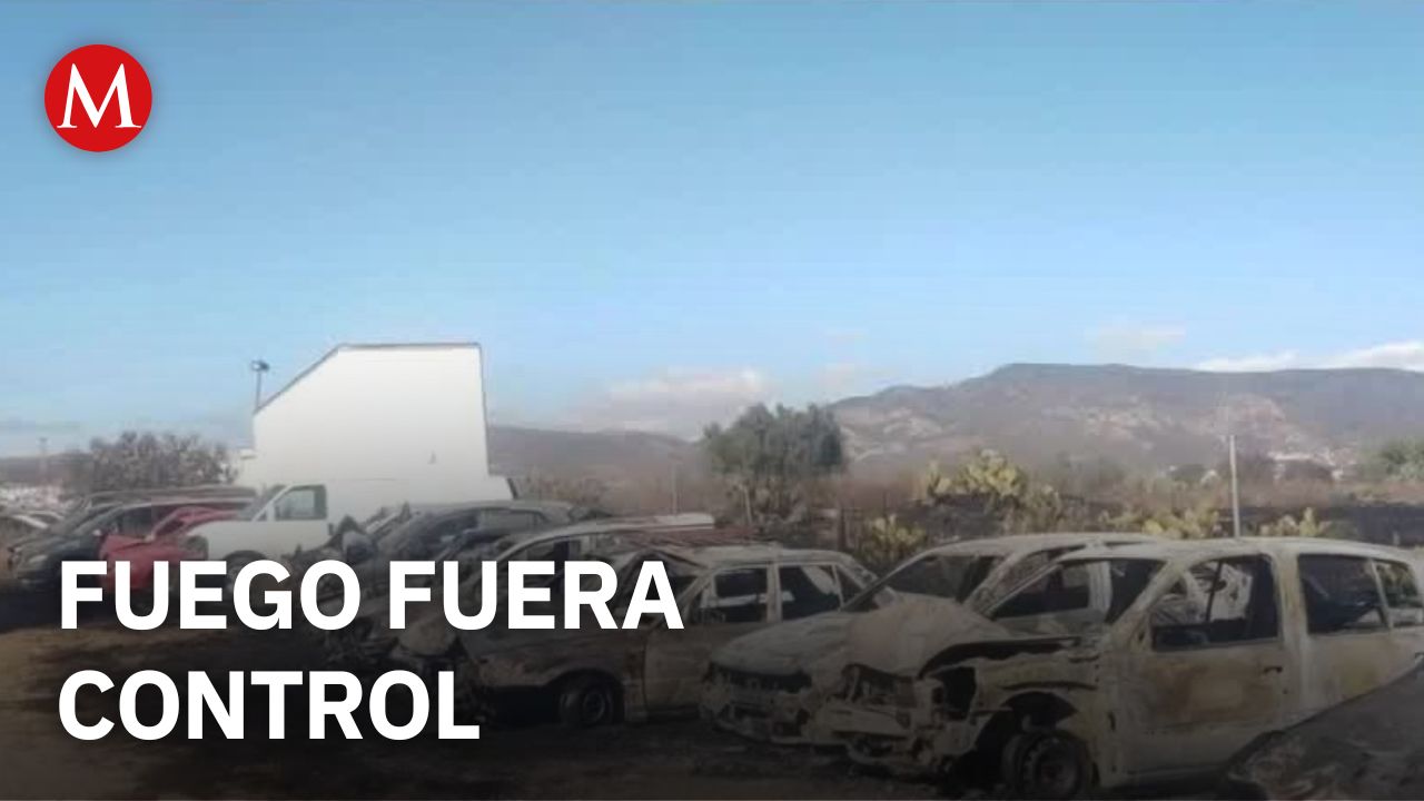Incendio en Hidalgo consume 300 vehículos tras propagarse desde una zona de cultivo
