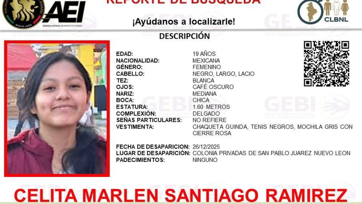 Celita Marlen Santiago Ramírez fue vista por última vez en la colonia Privadas de San Pablo. Foto: Especial