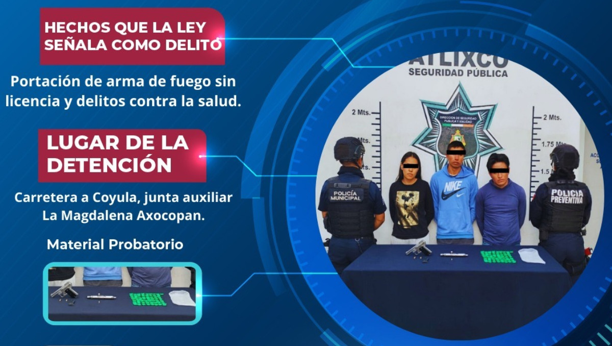 Policía municipal de atlixco asegura armas y presunta droga en recorrido preventivo | Especial