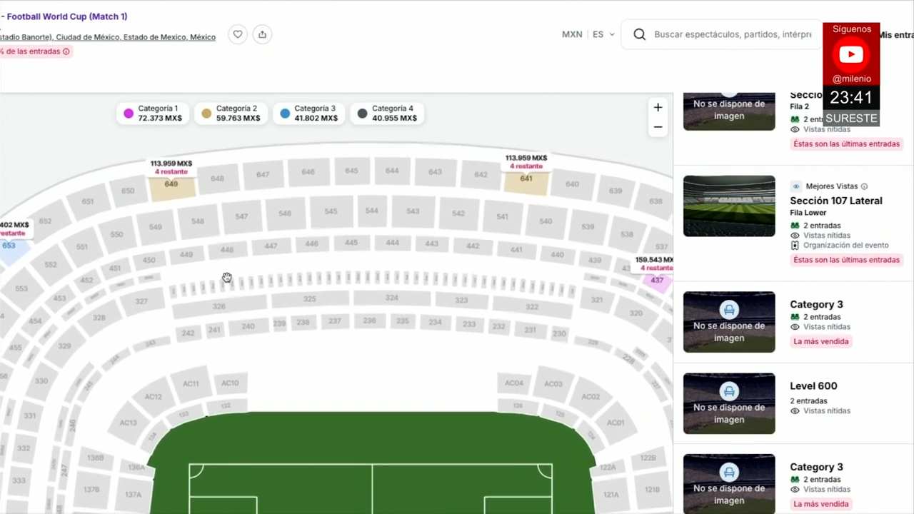 Precios de boletos del Mundial alcanzan hasta 700 mil pesos en partido inaugural