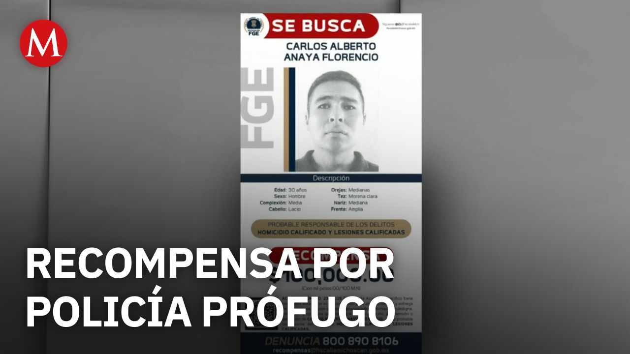 Recompensa por policía acusado de homicidio y lesiones en Zitácuaro Michoacán