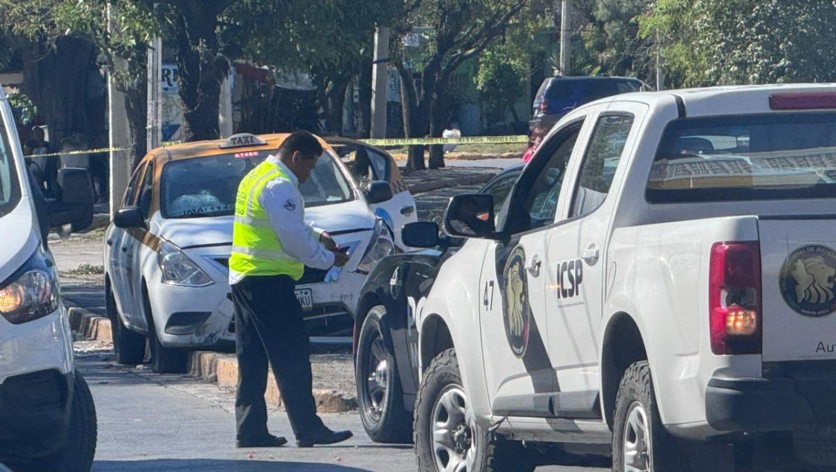 El taxista perdió el control de su unidad y terminó impactándose contra un poste y un tronco. Fabricio Gallegos