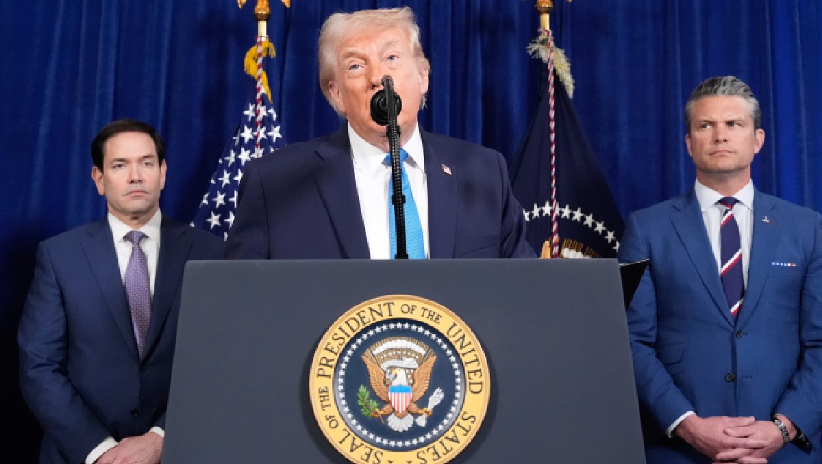 Trump en conferencia de prensa. | Foto: AFP