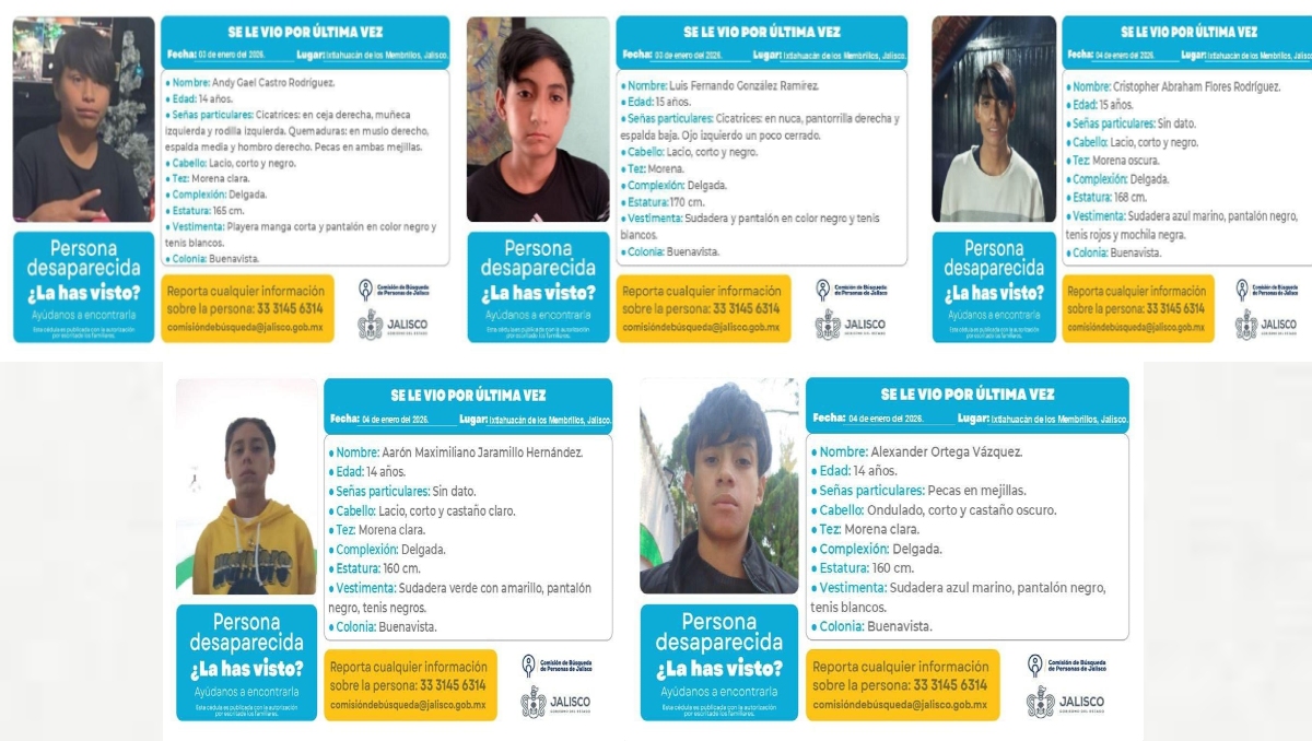 Los cinco adolescentes fueron vistos por última vez en la colonia Buenavista de Ixtlahuacán (Foto: Especial)