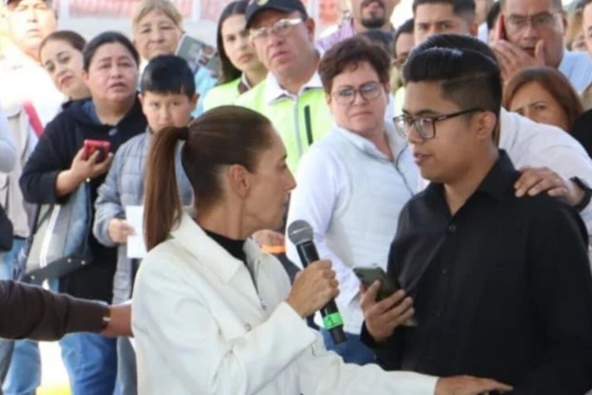 Joven interrumpe evento de Claudia Sheinbaum en Tizayuca, Hidalgo.