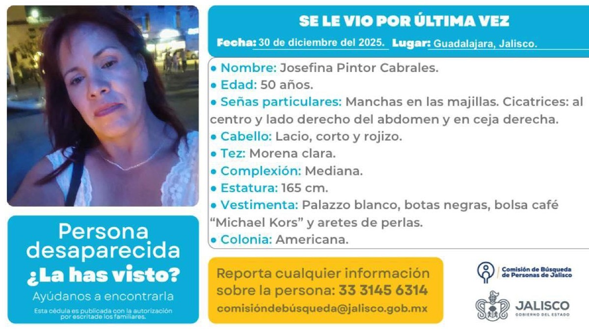 Buscan a Josefina Pintor Cabrales tras reporte de desaparición (Cortesía)
