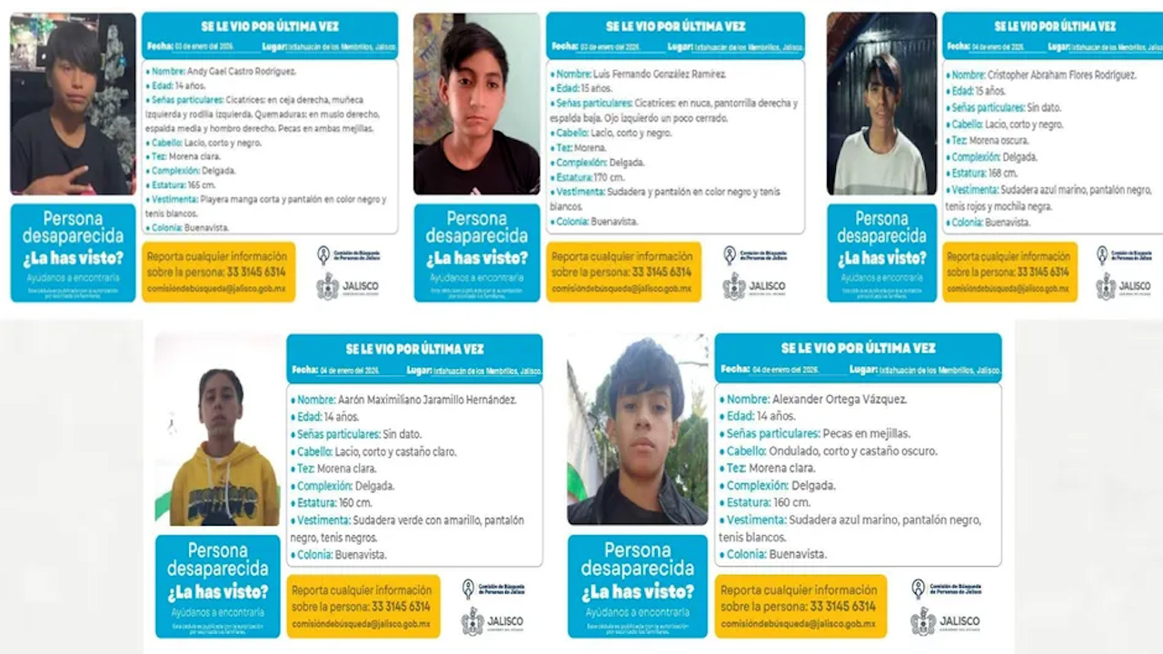 Desaparecen cinco adolescentes en Ixtlahuacán de los Membrillos, Jalisco